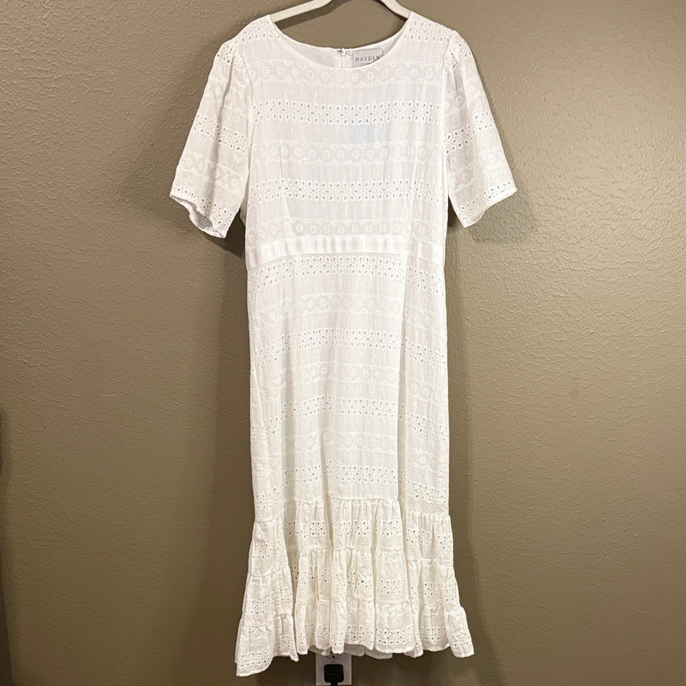 Hayden White Eyelet Midi Dress - Picture 7 of 11